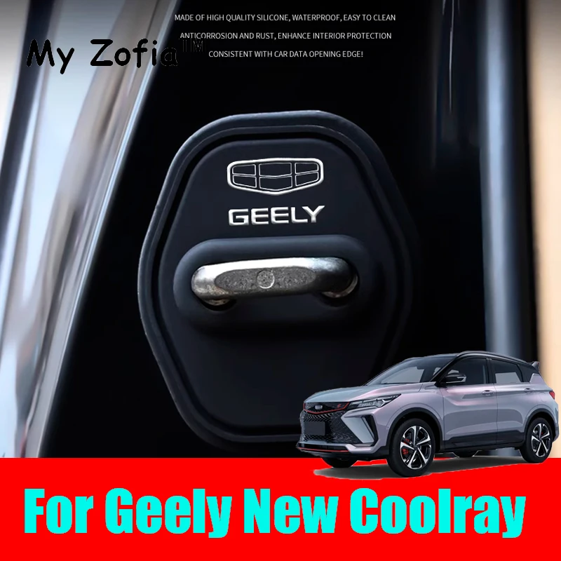 

For Geely New Coolray 2023 2024 2025 4pcs Silicone Car Door Lock Buckle Anti-collision Mute Damping Cushion Protective Cover