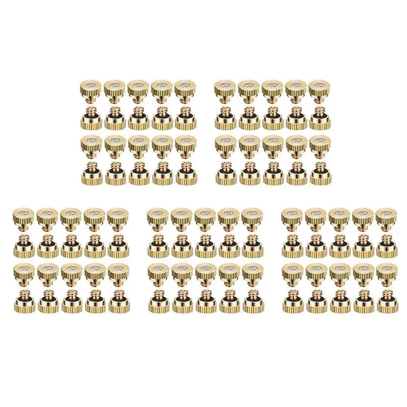 AT29-100 Pack Brass Misting Nozzles Tees, Dust Control Mist Nozzle Sprinkler For Outdoor Cooling System 0.3 Mm