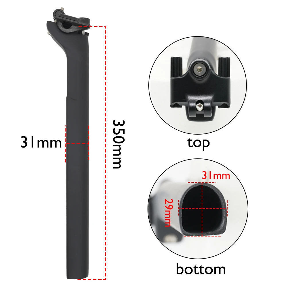 

C68 Series Carbon Fibre Bicycle Seat Post 15° Offset 350mm Length 183g Matte Finish Lightweight & Strong for Road/MTB Bikes