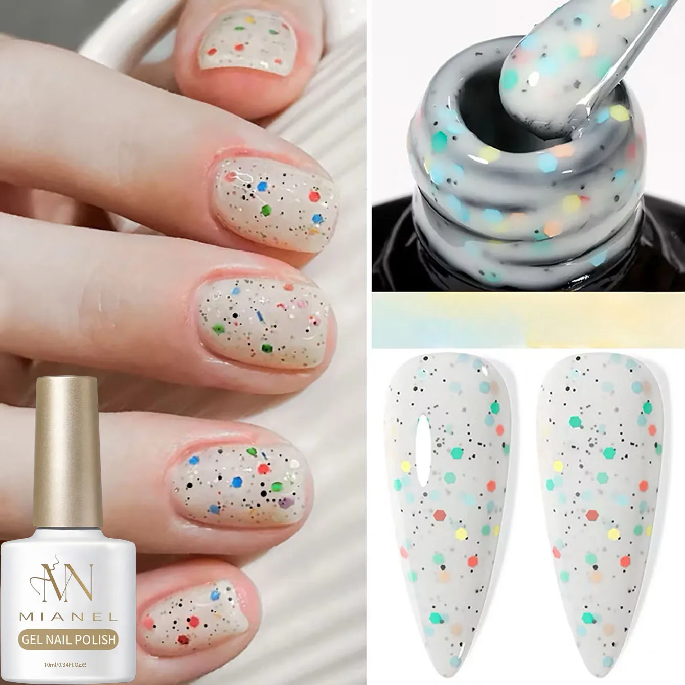 MIANEL 10ml Christmas Cute Nails Macaron Nail Gel Cream Glitter Sequins Gel Nail Polish Nail Art Tools