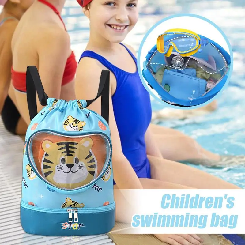 Cartoon swimming bag dry wet separation shower storage bag children's portable backpack Waterproof Lightweight Pool Accessories