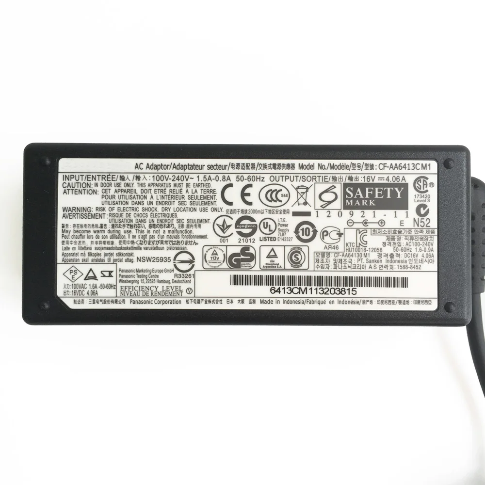 Genuine 65w 16v 4.06a Carregador para Panasonic Toughbook Cf-aa6413c m3 Cf-aa6412c m1 Cf-aa6412c m2 Laptop Adaptador de Alimentação