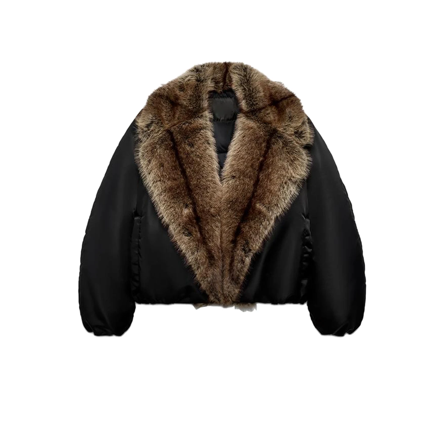 شتاء جديد المرأة الطيارين Jaet معطف طويل Sve فو الفراء تأثير بدوره إلى أسفل طوق ort عادية Sle ألياف البوليستر 00%