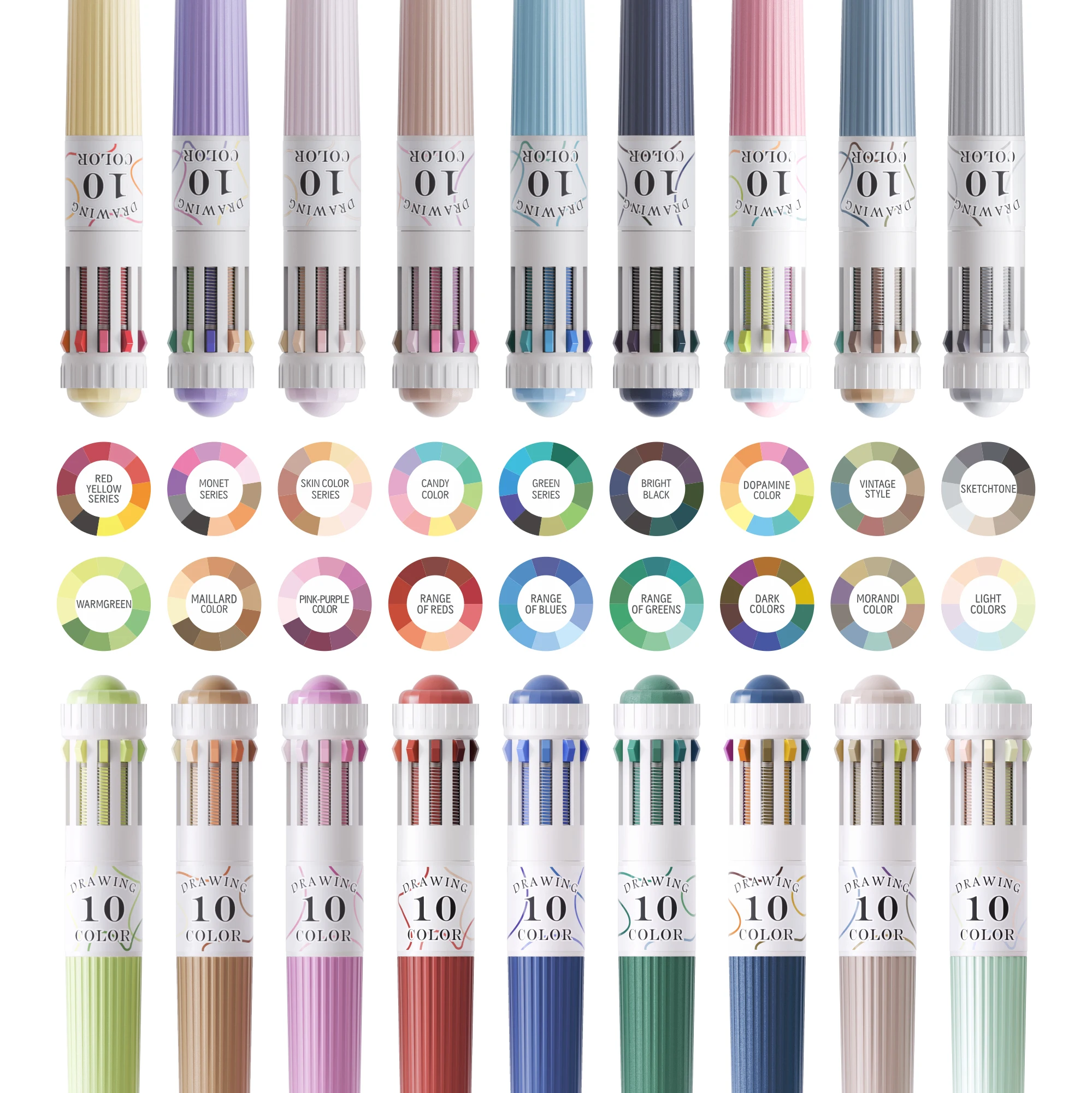 Languo Multicolor Pens,180 Colors, 10-in-1 Colored Ballpoint Pen,0.8mm Fine Point Smooth Writing,Retractable Ballpoint Pens