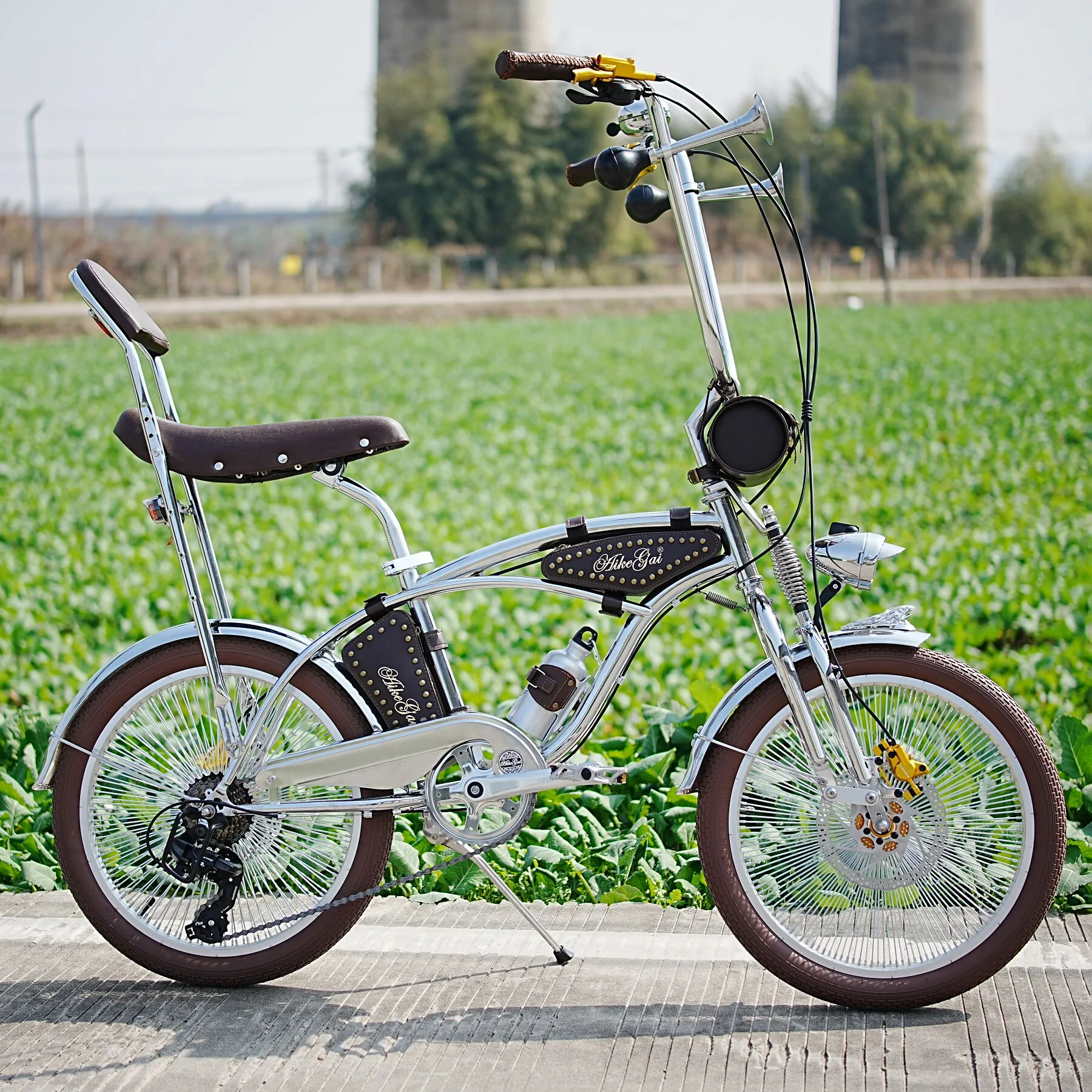 

AIKE 20-Inch Vintage Recumbent Bike/280PCS Spoke Wheel/Rear 7-Speed Stylish Urban Leisure Bicycle