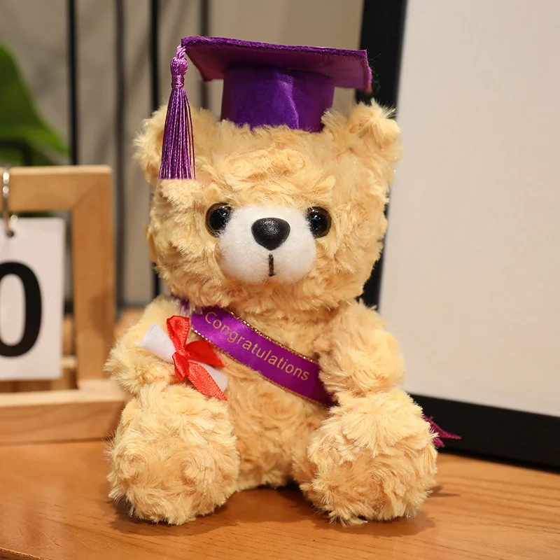 18 cm Dr. Bear süßes Plüschtier, klein, hellbraun, Teddy-Kleidung, Arzthut, Puppe, Abschlussgeschenke – Detail 1