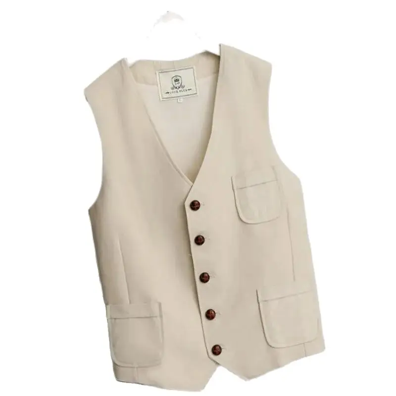 

Men Linen Waistcoat Thin Slim Vests Fashion Leisure Suit Vest Mens Coats Cotton Tops Jackets Sleeveless