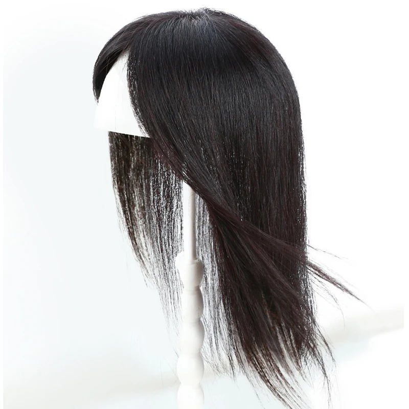Straight F-Silk Base Virgin Hair Topper For Women Breathable Human Hair Wigs Handmade Human Hair Pieces With Clips Natural Color image 6