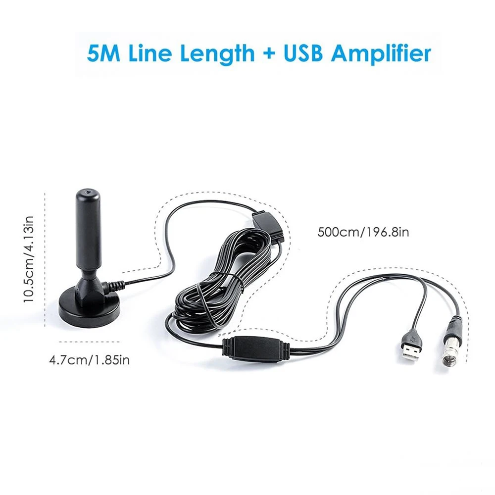 Antena Digital HDTV para DVBT2/DVBT/ATSC/ISDBT, Antena de TV VHF, Banda III, 174-230MHz, UHF:470-862 MHz