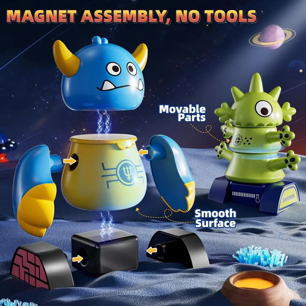 Zestaw klocków konstrukcyjnych dla dzieci w wieku 3-8 lat - 106 elementów, motyw potworów, zabawki edukacyjne z pudełkiem do przechowywania, idealny prezent dla dzieci w tym wieku.