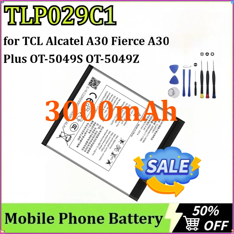 

For TCL Alcatel A30 Fierce A30 Plus OT-5049S OT-5049Z for Blackberry Key2 LE New TLP029C1 Mobile Phone Battery 3000mAh + Tools