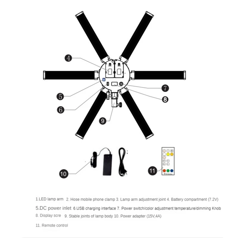 Accessories 26 Iinch RGB LED Ring Light US Plug 54W 6 Tubes 420 LED Light Lamp 5600-5800 Lumen With 3200-5500K Color Temperature