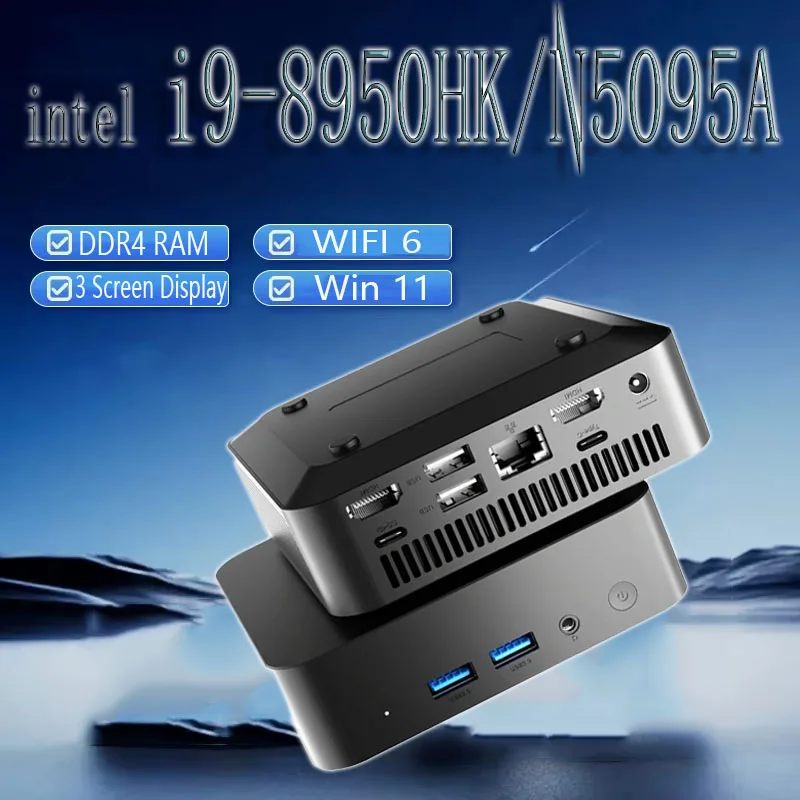 Windows 11 Mini PC Intel Core i9 8950HK Celeron N5095 Portable Desktop PC 16GB DDR4 1TB 2TB SSD WiFi 6 M.2 SSD Gaming Computer