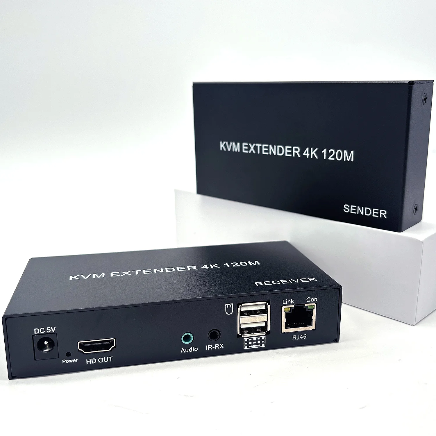 RJ45 KVM Extender 4K HDMI Extender 120M Via Cat6 Cat5e Ethernet Cable Support Audio Extract Video Converter for PS4 PC Laptop TV