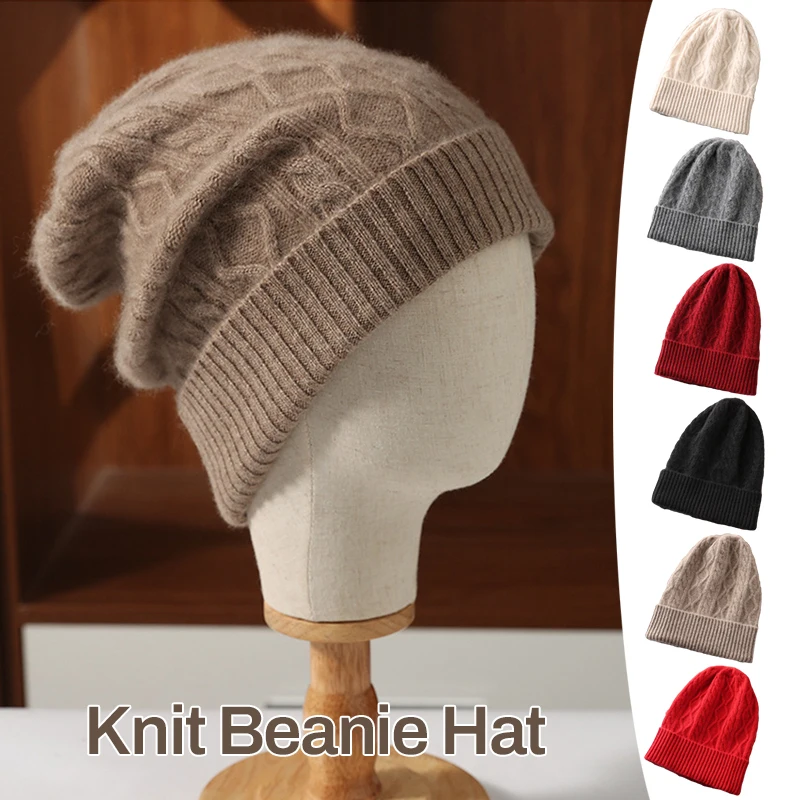 الخريف والشتاء 100% الصوف الخالص خمر الصلبة محبوك قبعة الرجال والنساء هيم قبعة صوف ناعم محبوك الأذن قبعة دافئة يندبروف #2