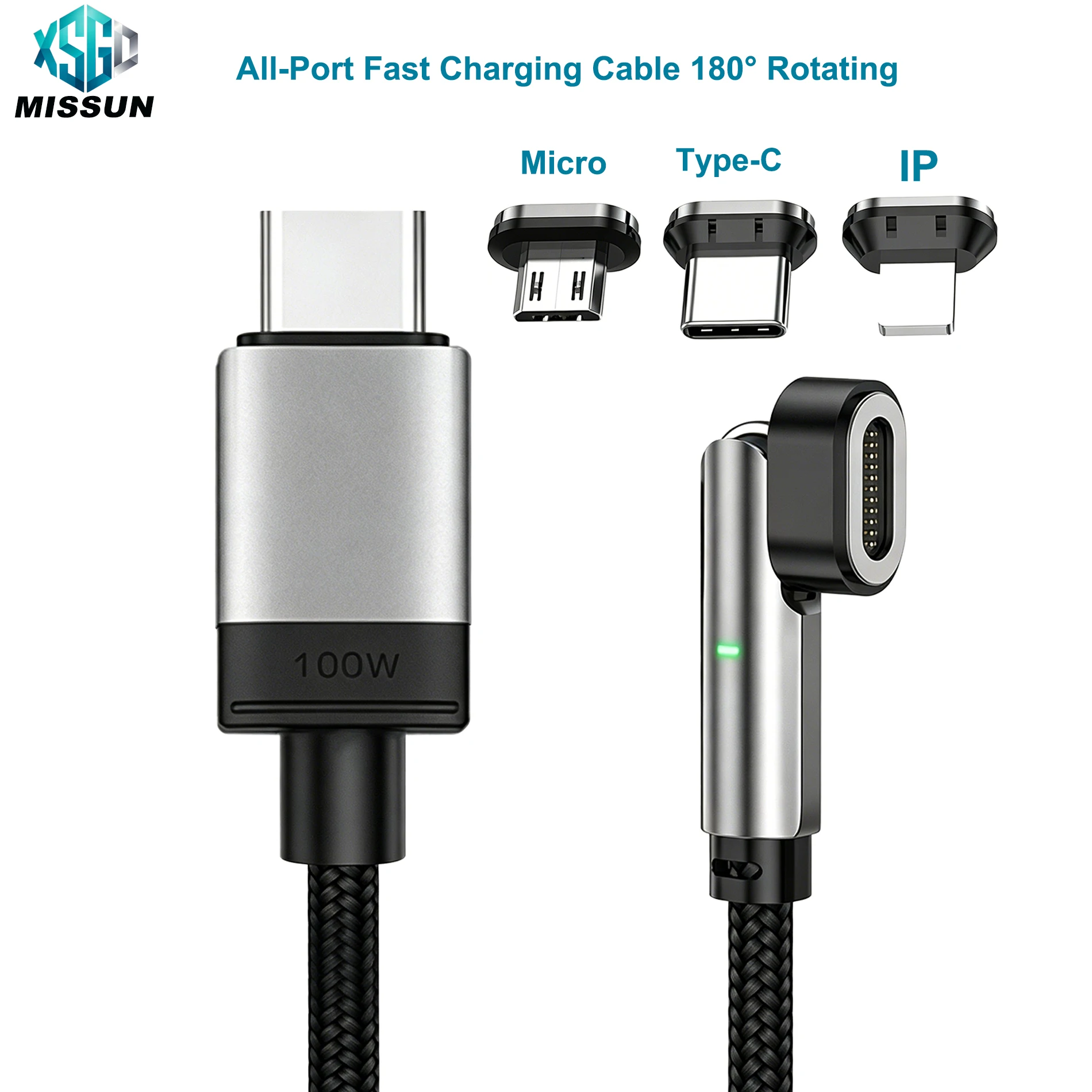 100W USB C Magnetic Cable 5A Fast Charging Micro Type C Cable for IPhone Samsung Xiaomi Magnet Charger Wire LED Indicator Light