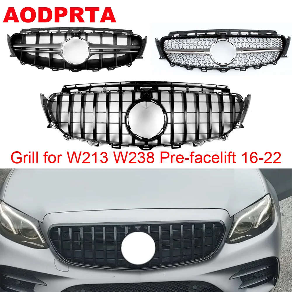 

W238 Grille E63 Style Front Bumper Grille Hood for Mercedes E Class W213 A238 2016-2020 E300 E350 E400 E450 Diamond Style