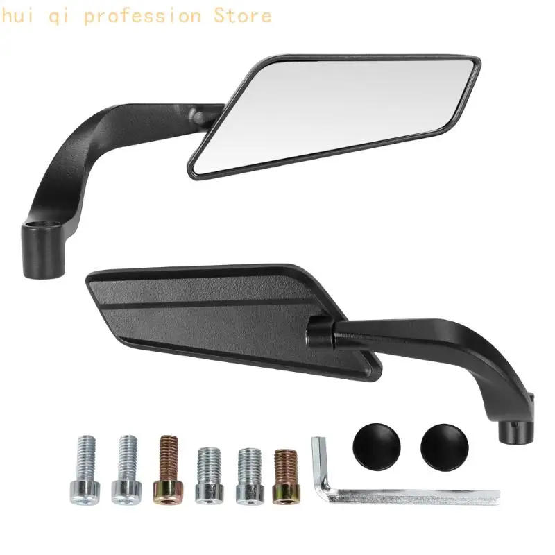 Motorrad-Spiegelpaar, schwarze Seitenspiegel Blade-Stil mit Packung H8WE – Detail 3