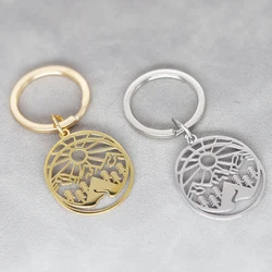 Stainless Steel Jungle Pendant Landscape Mountain Nature Keychain For Men Women Exquisite JewelryTraveling Lovers Gifts