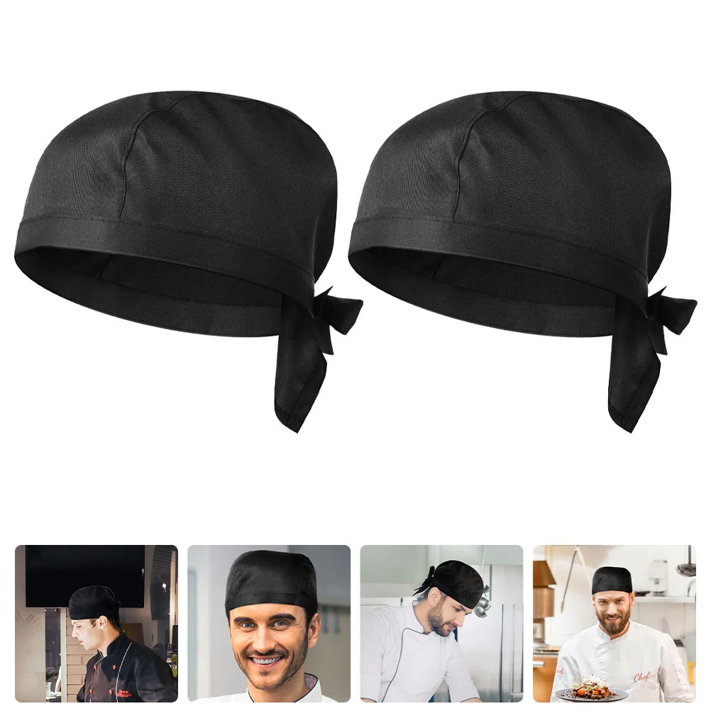 

2 Pcs Chef Hat Cooking Uniform Headband Hair Cap Turban Catering Skull Cloth BBQ Headbands