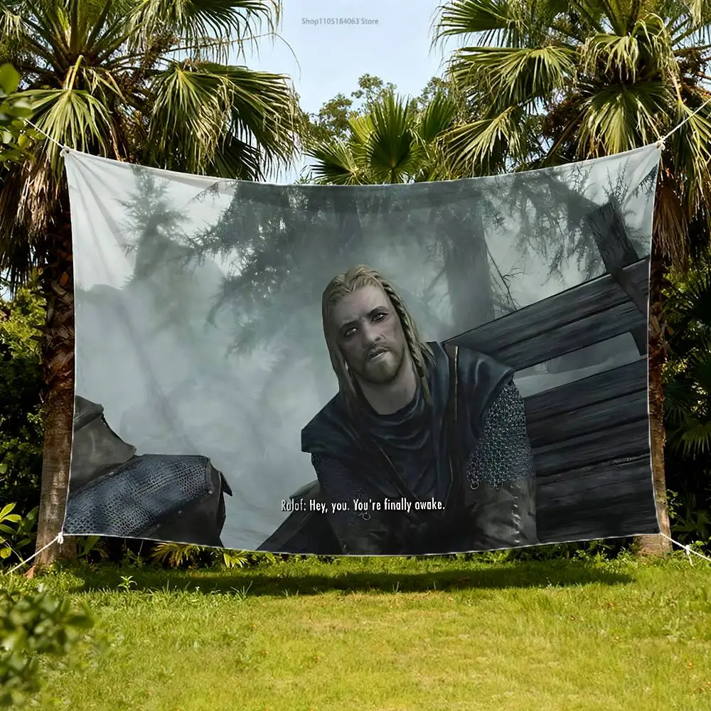S-Skyrim R-Ralof Hanging Flags Garden Banner Garage Decoration Wall Decor Tapestry Outdoor Home Items