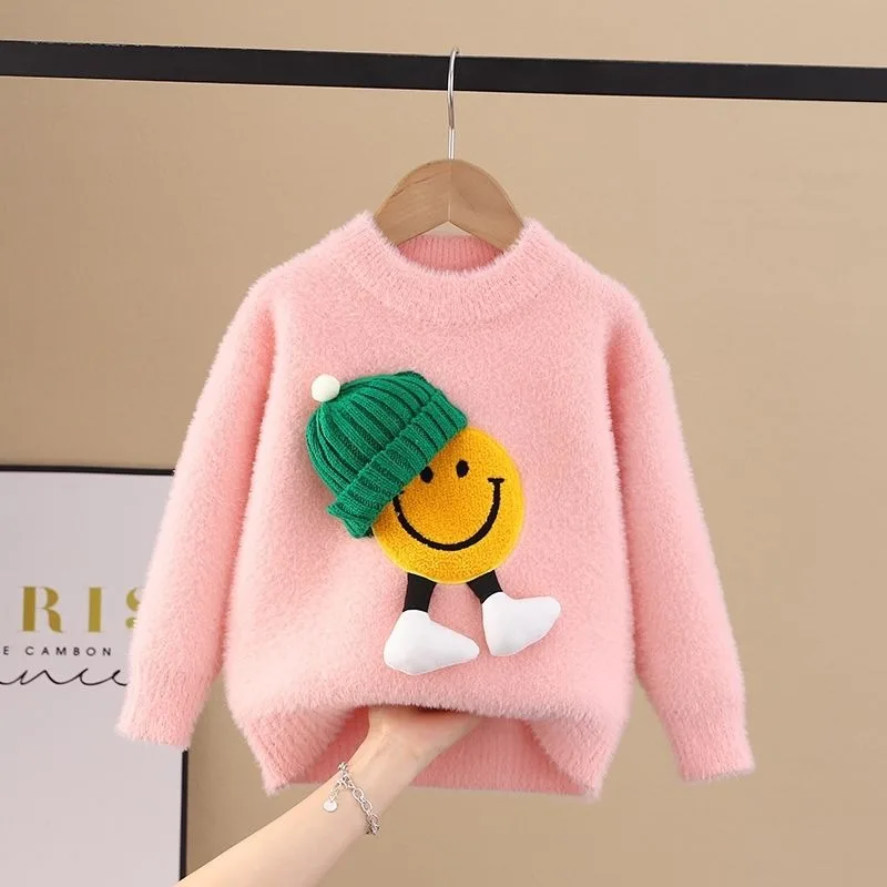 2-10 Years Girls\' Sweater Autumn And Winter New Fashion Warm Children\'s Sweater Cute Baby Jumper Kids Knitted Base Shirt