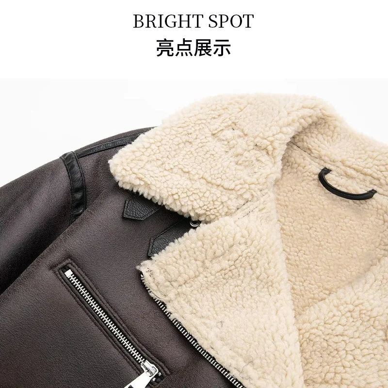 2026 finta pelliccia da donna integrata, lana d'agnello, nuova giacca in pelle PU locomotiva termica allentata ispessita