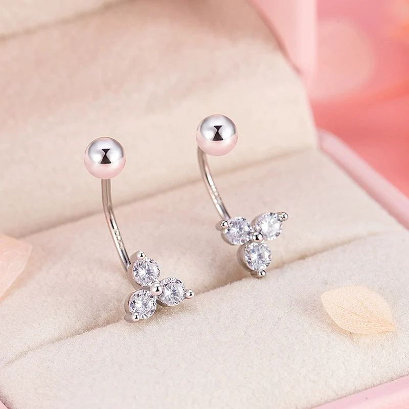Zircon Triangular Bent Hook Screw Ear Studs Super Flash Earrings Exquisite Earring for Daily Commuting Jewlery For Women KOFSAC