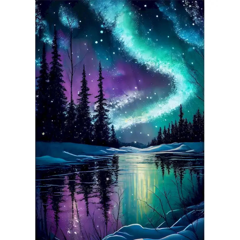 RUOPOTY Aurora Diamond Painting Forest Dimond Art Paintings Diamond Embroidery Sale For Home Decors Diy Crafts