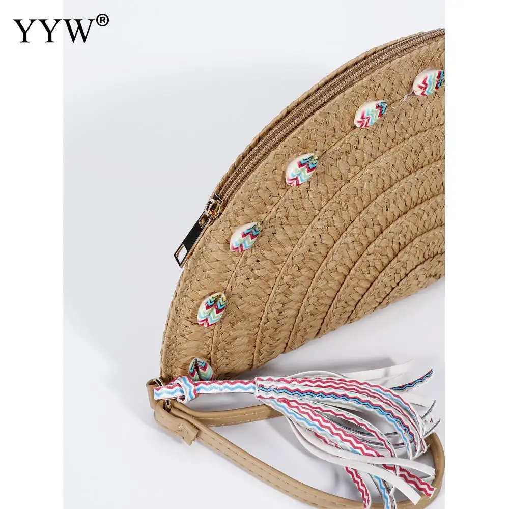 Corn Husk Weave Dinner Clutch Bag Women\'s Fashion Simple Solid Straw Large Purse Woman Summer Casual Vacation Ladies Wallet 2023