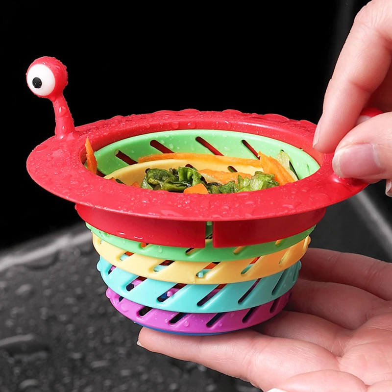 Creative Rainbow Color Anti-clogging Monster Kitchen Sink Strainer Sewer Fun Cute Filter Foldable Deodorant Kitchen Supply