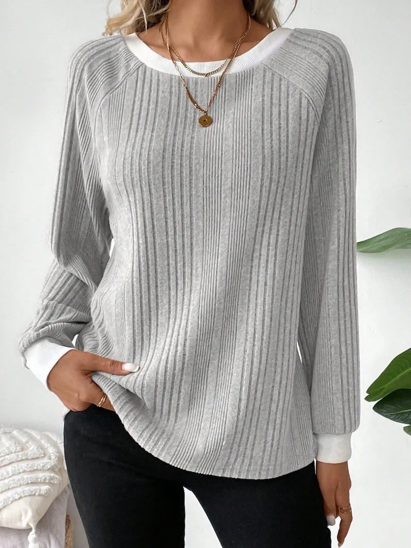 

Warm Faux 2-Piece round Ne Long Sve Striped Sweater Casual Loose Fit Online Exclusive Polyester Spring 2026