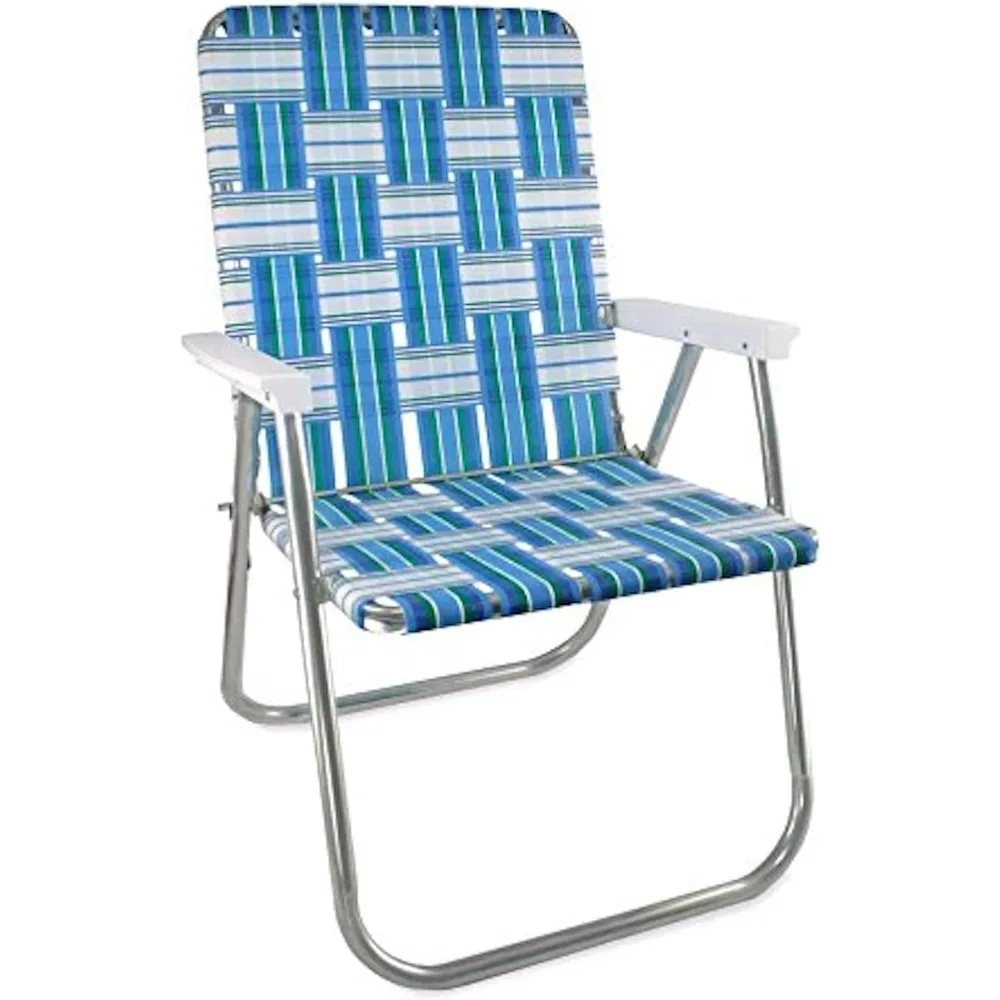 

| Folding Aluminum Webbed Chair for Camping, Sports, and Beach | Classic - Sea Island with White Arms