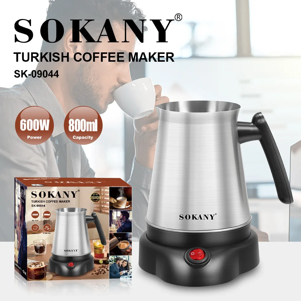 Portable Electric Coffee Maker Pot Machine Stainless Steel 220V 800ML Tea Making Pot For Boiling Water Turkish Milk 600W Kettle