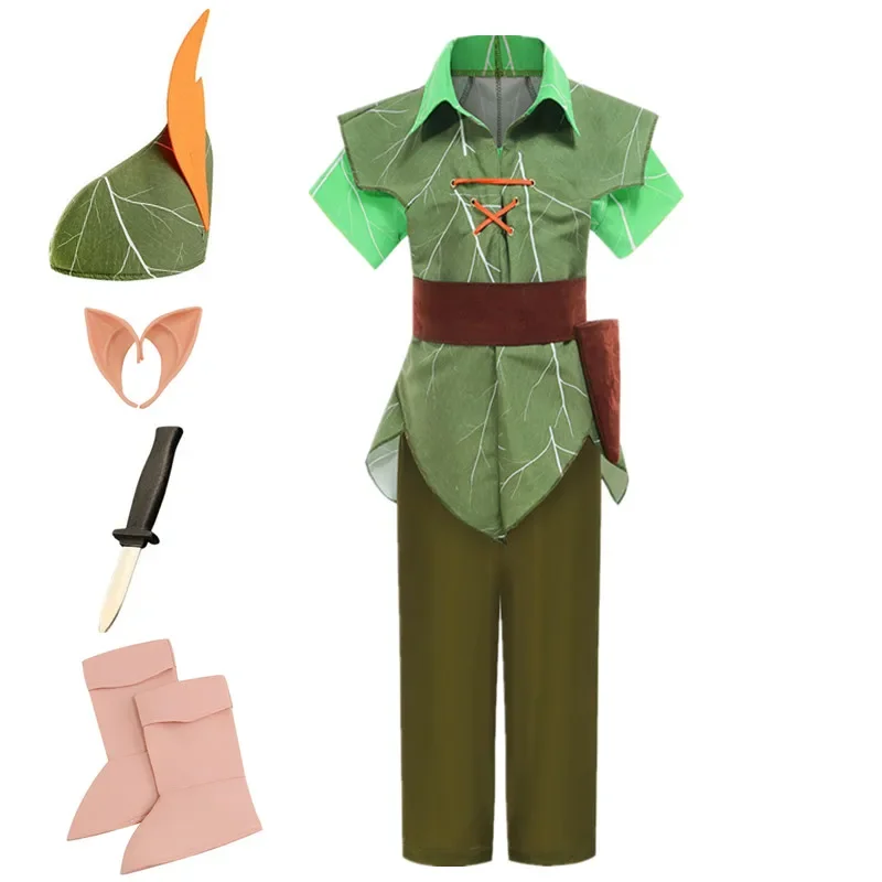 Peter saupoudrer Cosplay Costume pour enfants, vêtements de fête d'Halloween pour enfants, ensemble de vêtements Elf Green, vêtements DegradTinkerbell pour garçons