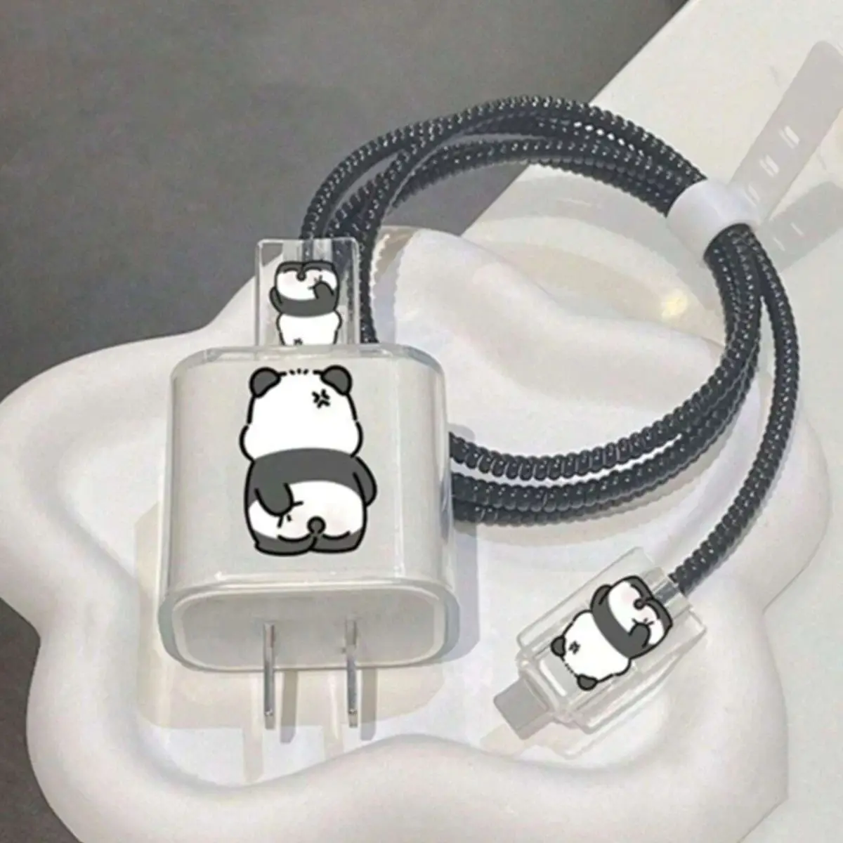 5pcs Panda Cat Dog Lucky Butterfly Charging Data Cable Protector Winder Accessories For iPhone 18/20w Charger Protective Cover