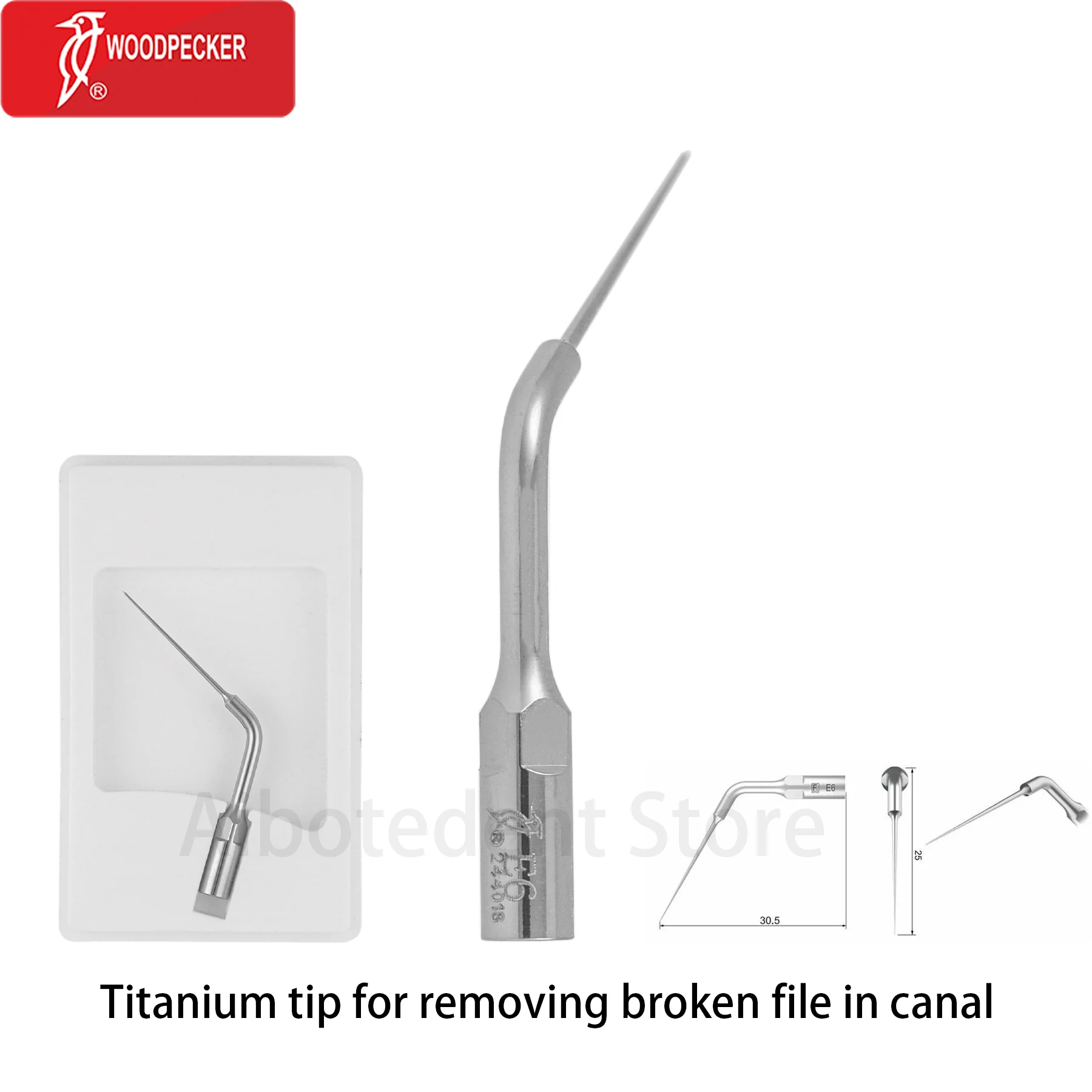 5PCS Woodpecker Dental Titanium Tip E6 for Removing Broken File in Canal fit EMS WOODPECKER Dental Scaler Autoclavable