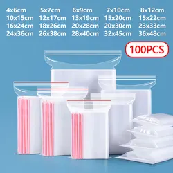 100Pcs Thicken Zipper Bags Clear Plastic Hermetic Storage Bag for Small Jewelry Food Packing Reclosable Ziplock Sealing Bags