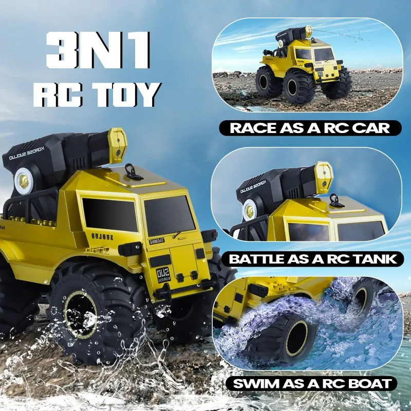 

Tank Truck Large Wheels Vehicle Kids Toy Off Road Waterproof Remote Control Car Boys Girls Outdoor Play Military Model Gift