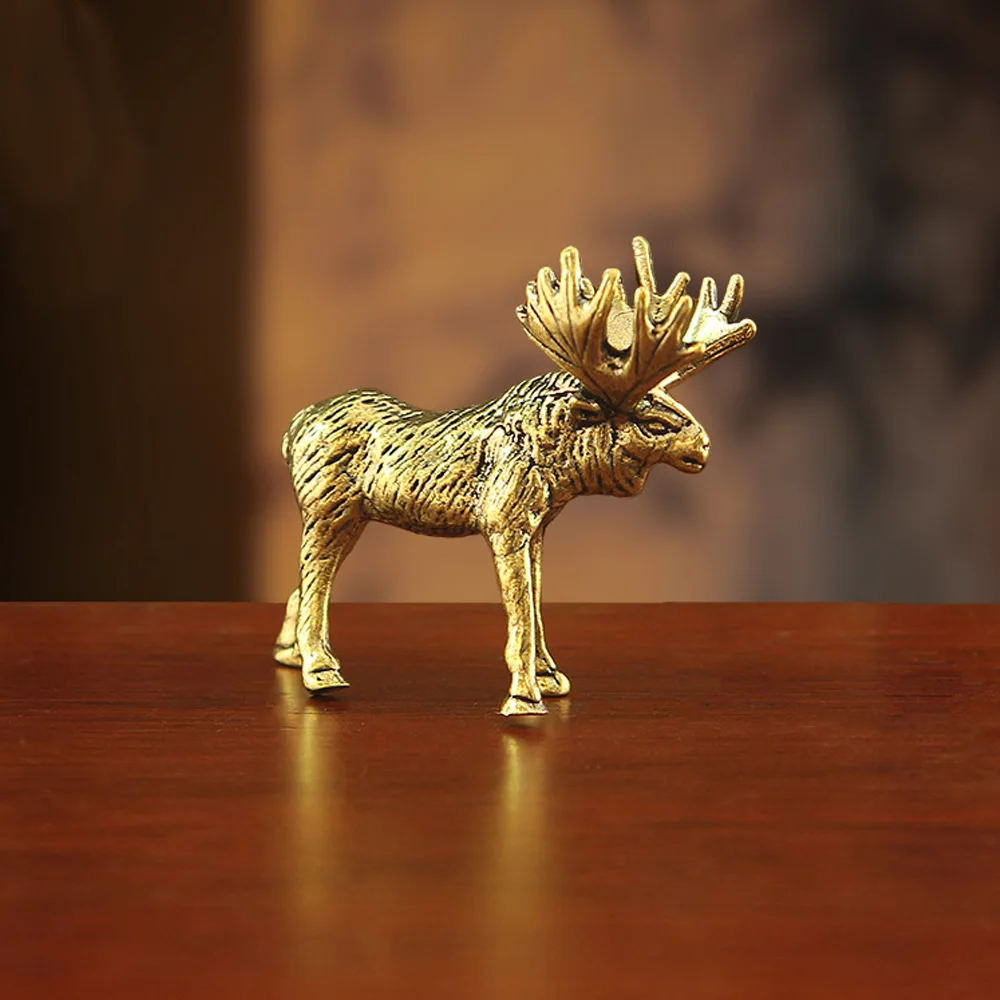 Mini-Messing-Elchstatue, Elch-Tierfigur, Tischdekoration, Sammlerstück, Teetier, Heimdekoration, Festgeschenk – Detail 3