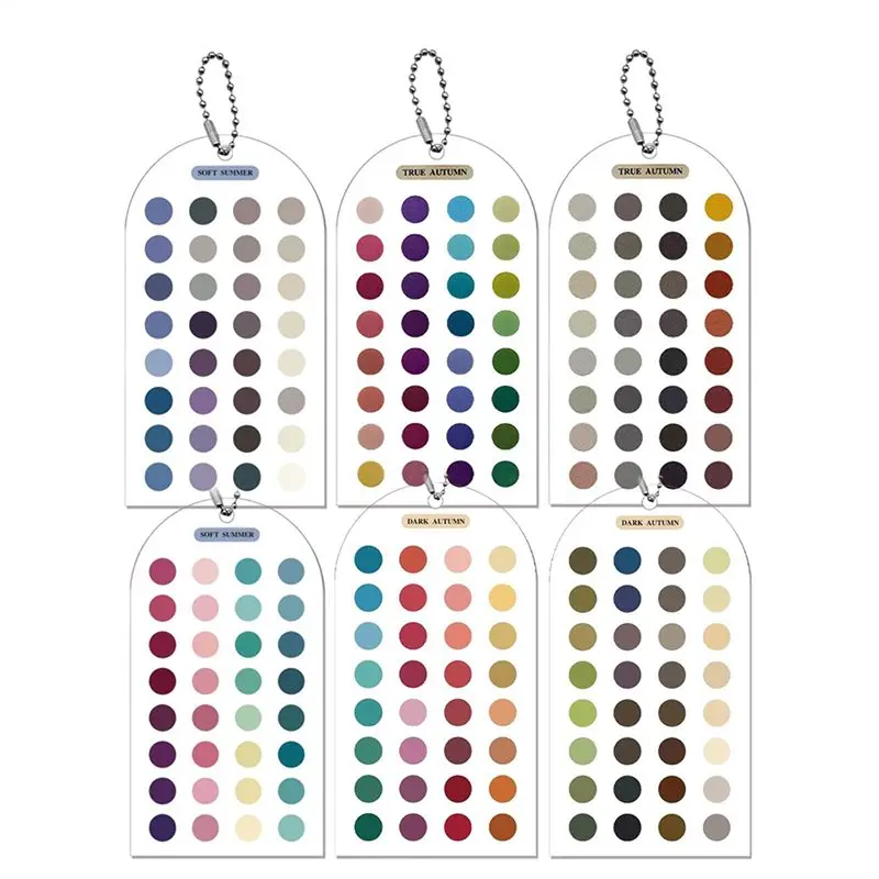 A33Z-6Pcs Acrylic Color Analysis Template Cards - Double Sided Matching Guide For Outfits And Makeup