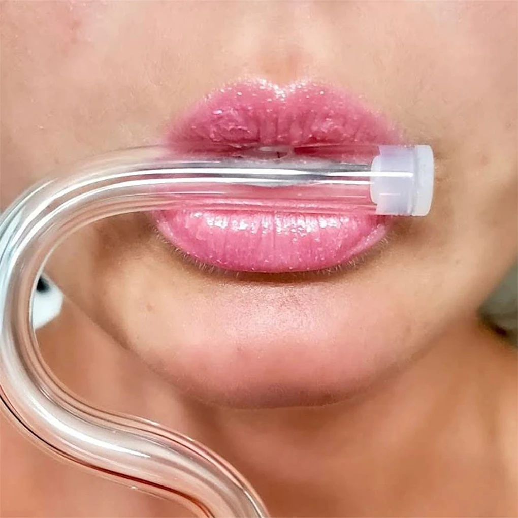 1/2pcs Anti Wrinkles Straw Reusable Lipstick Protect Straw Flute Style Curved Drinking Straw for Engaging Lips Horizontally