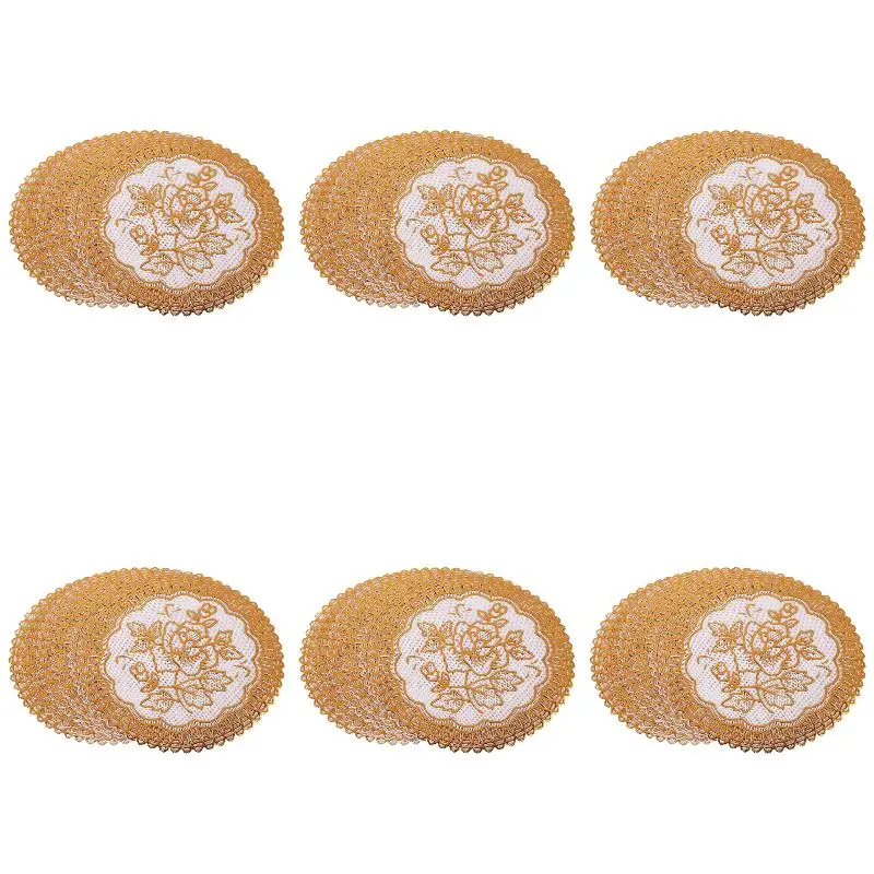 6Pack X(6 Exquisite Gold-Tone Flower Dining Table Coasters Set