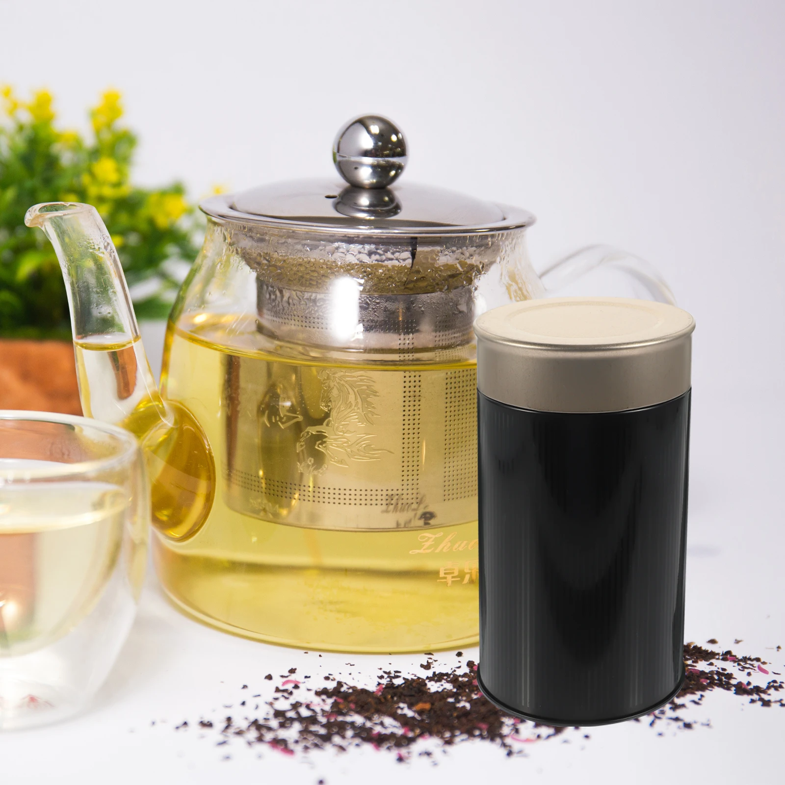

6pcs Tea Canisters Tinplate Material Portable Lid Storage Containers Loose Leaf Tea Organizer Tins