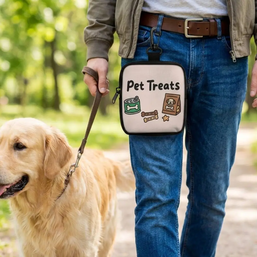 Waterproof Dog Treat Pouch Transparent Window Clip Attachment Pet Snack Bag Zipper Closure Snack Container