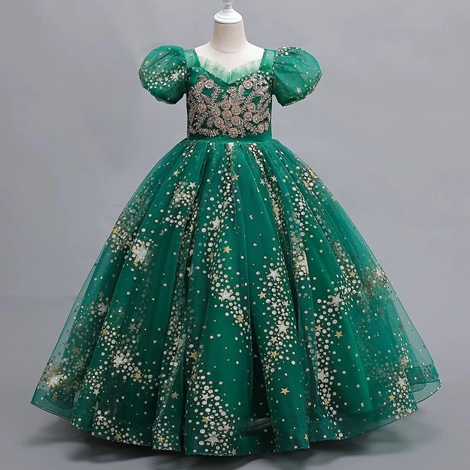 

Summer Kids Dress For Girls Wedding Mesh Long Girl Dress Elegant Princess Party Pageant Formal Gown Dress For Teen Children