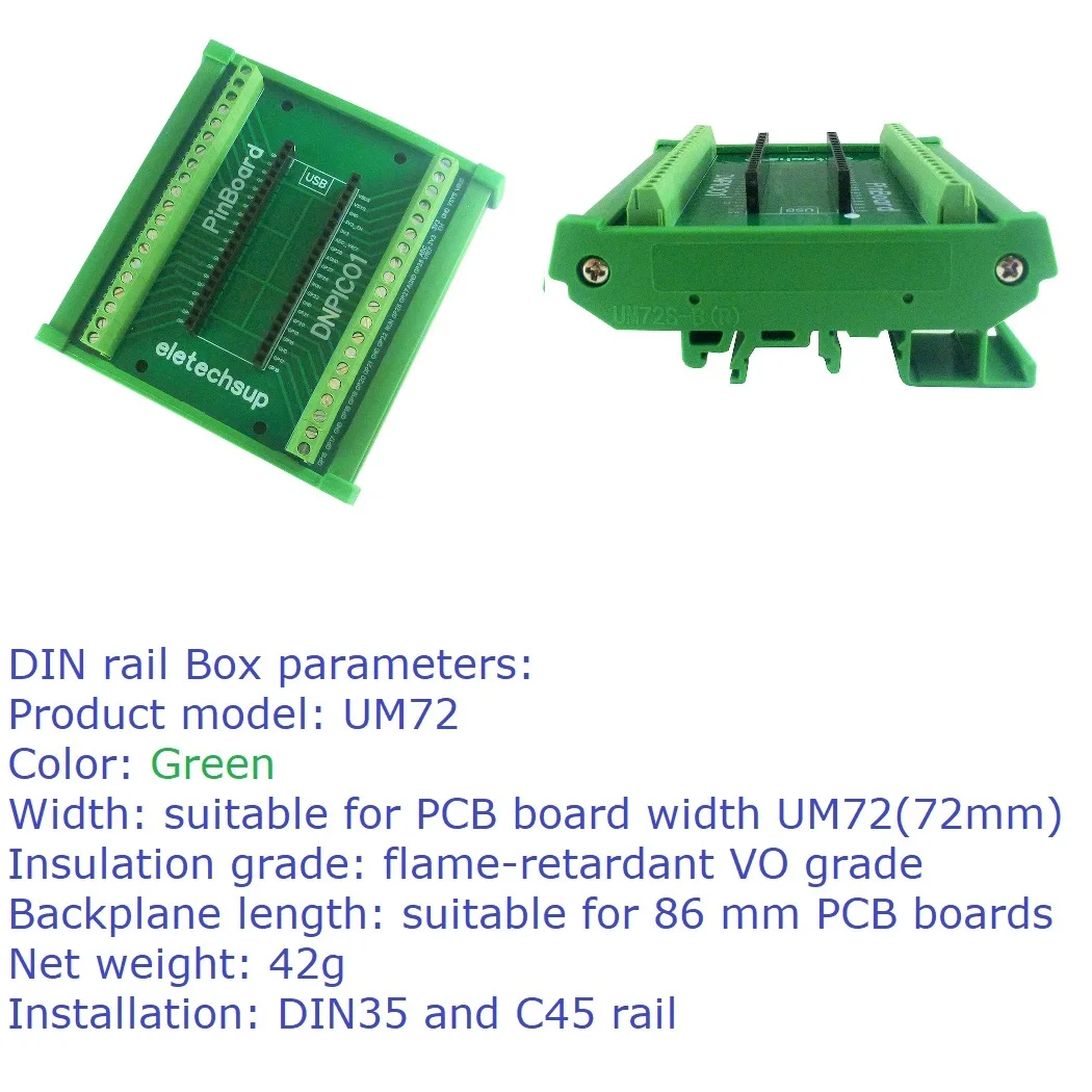 DIN Rail Mount Screw Terminal Block Adapter GPIO Expansion Module for Raspberry Pi Pico RP2040 MCU Development Board