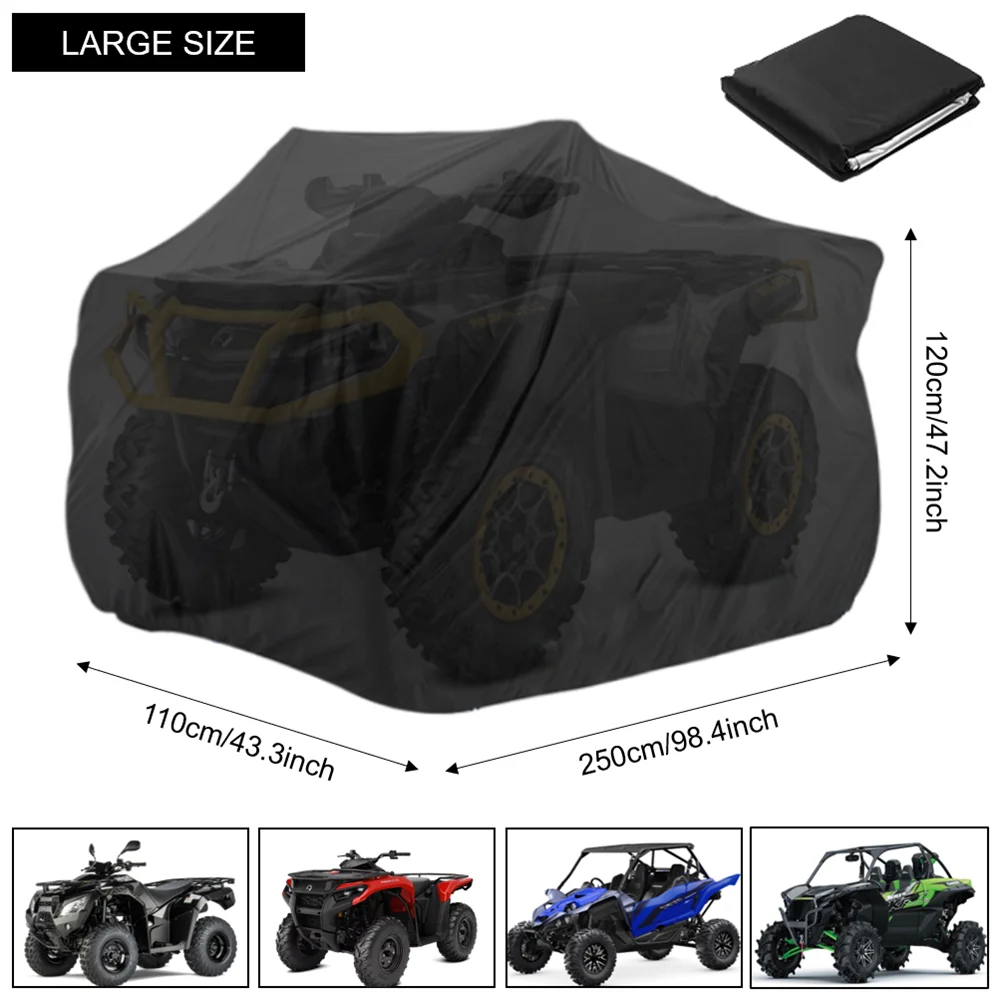 Quad ATV Cover Universeel 210D Oxford Waterdicht Motorvoertuig Scooter Kart Motorbestendig Stof UV-beschermer Zwart