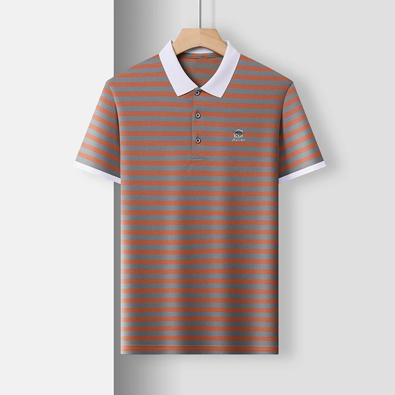 2024 Summer Men\'s Short Sleeved Classic Striped POLO Shirt Casual Fashion Comfortable Breathable Versatile Men\'s Top T-shirt
