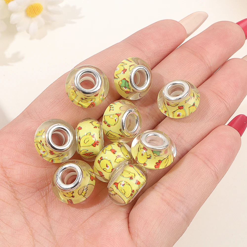 7/22/36pcs Multi-color European Style Large Hole Beads, DIY Jewelry Accessories, Valentine's Day, Christmas, Thanksgiving Gifts